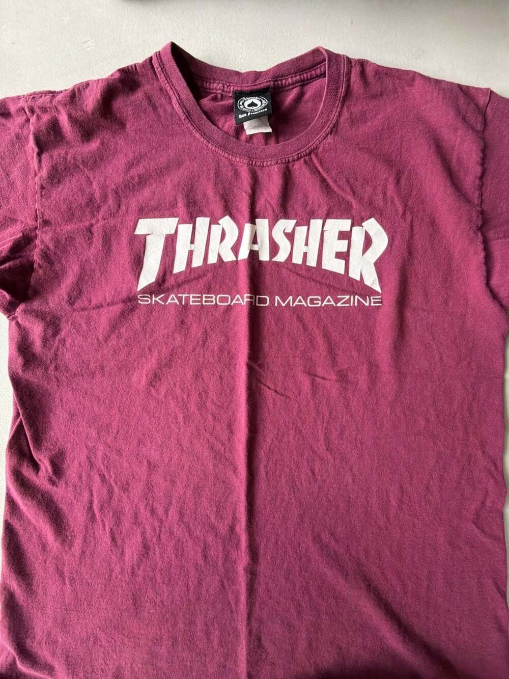 Thrasher T-Shirt Size L Maroon Skateboard Magazine Logo Tee